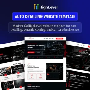 Auto Detailing GoHighLevel Website Template, GHL Car Detailing Ceramic Coating Website, 4 Page, Done For You