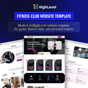 Fitness Club GoHighLevel Website Template, Gym, Trainer 4 Page Design