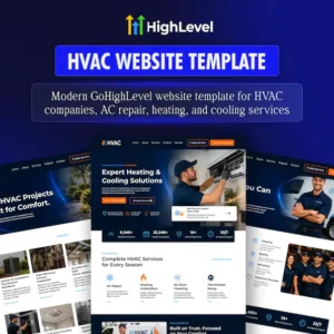 HVAC GoHighLevel Website Template, GHL Heating Cooling AC Repair Website, 5 Page Hvac Business Website, Done For You