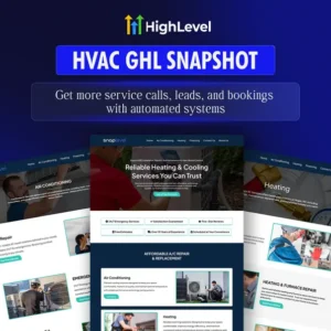 HVAC GoHighLevel Snapshot, GHL HVAC Business Crm, Website + Funnels + Automations + Nurture, Done For You