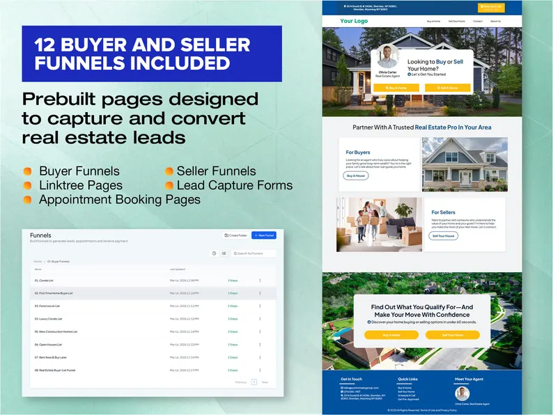 Real Estate GoHighLevel Snapshot, GHL Realtor CRM, Buyer Seller Funnels + Automations, Done For You