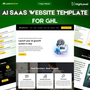 AI SaaS GoHighLevel Website Template, GHL, 7 Page Website Design, Done For You