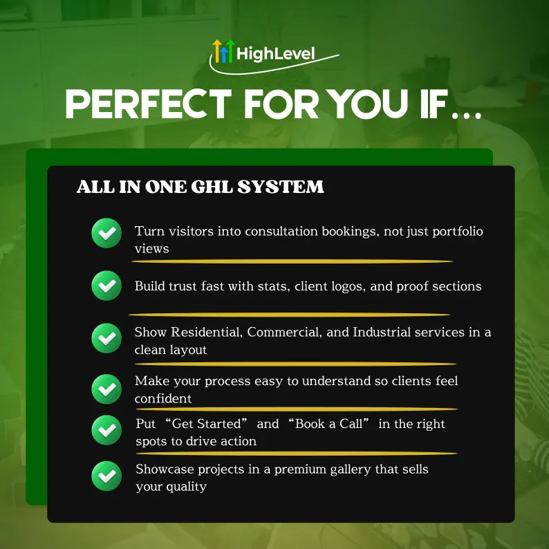 Architecture Construction GoHighLevel Template, GHL Contractor Website, 7 Page Website Design