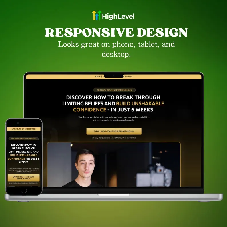 GoHighLevel Coach Landing Page Template, Mindset Coaching Funnel, GHL Funnel