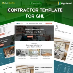 Kitchen Remodeling GoHighLevel Template, GHL Website, Contractor Website, Done For You