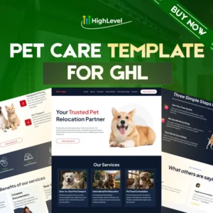 GoHighLevel Pet Care Website Template, GHL Template
