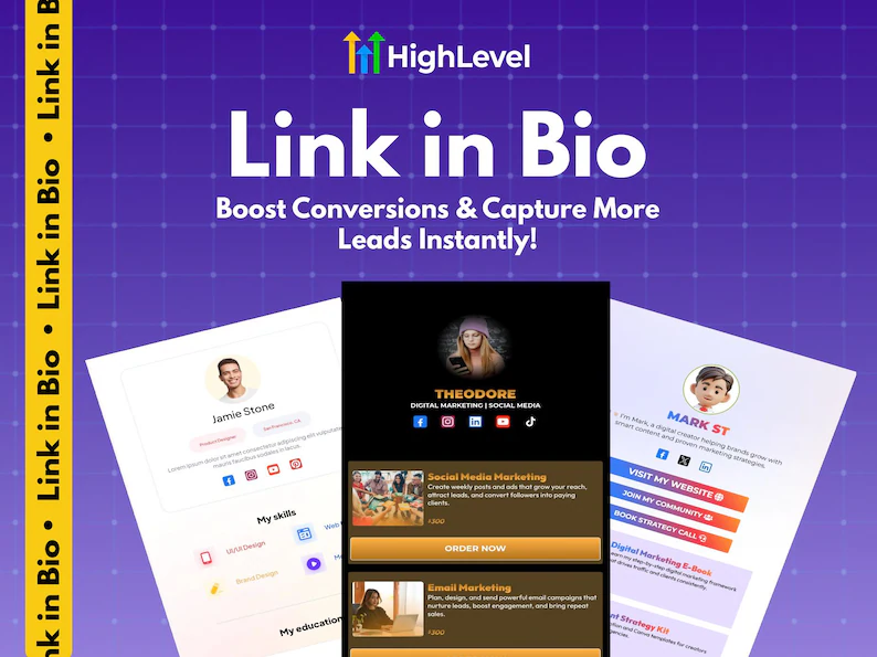GHL Link in Bio Templates, Instagram, TikTok