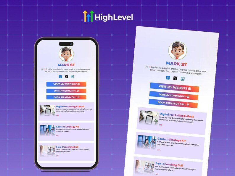 GHL Link in Bio Templates, Instagram, TikTok