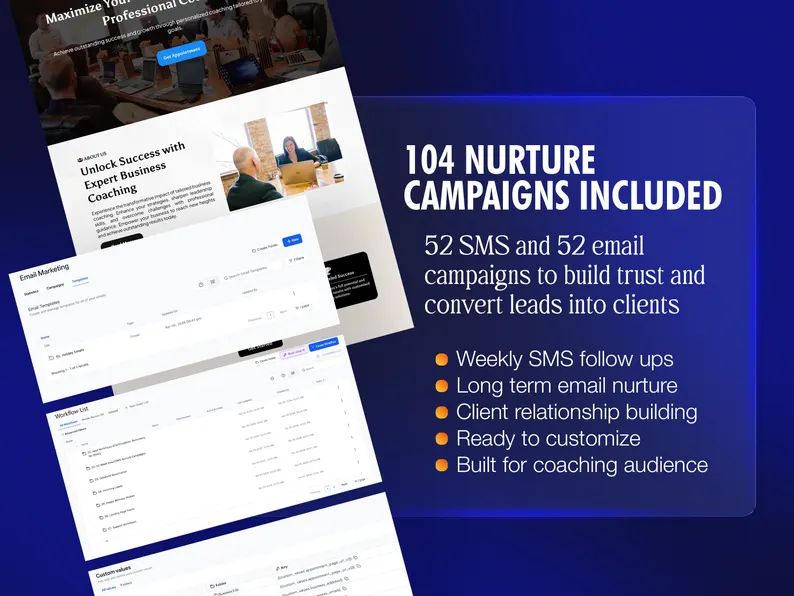 GHL Coaching Snapshot, GoHighLevel Coaching Website, Go High Level Template, Coach CRM