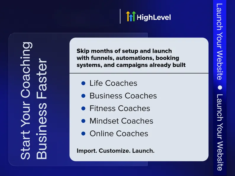 GHL Coaching Snapshot, GoHighLevel Coaching Website, Go High Level Template, Coach CRM