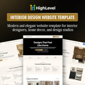 GoHighLevel Interior Design Website Template, Luxury Home Decor Studio (6 Pages)