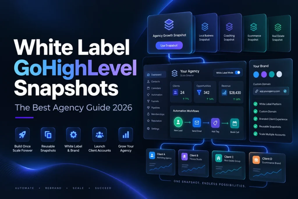 White label GoHighLevel snapshots agency guide cover