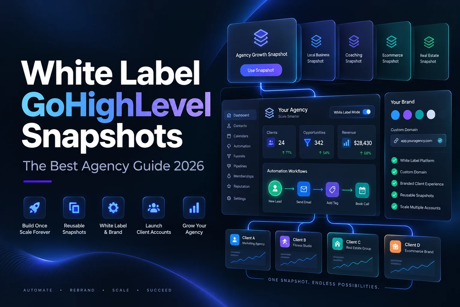 White label GoHighLevel snapshots agency guide cover
